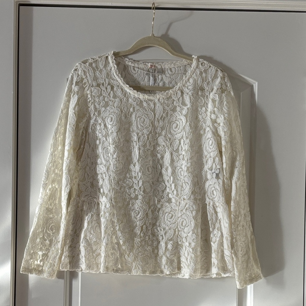 LC Lauren Conrad Lace Blouse in Cream